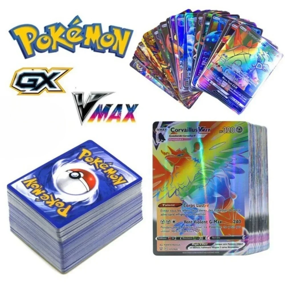 

100Pcs New English French Spanish Pokemon Cards V GX VMAX TAG TEAM Game Battle Shining Card Collection Card Toys Gifts
