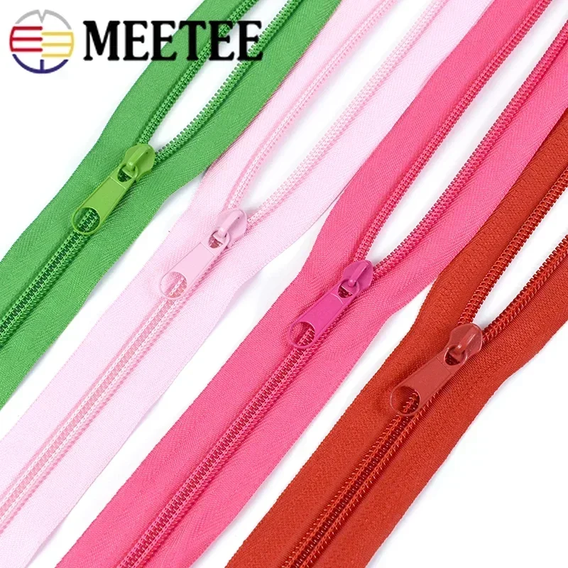 20/50Pcs Meetee 3#5# Rainbow Zipper Slider Heads for Nylon Zip Tape Backpack Jacket Bag Garment Zips Repair Kit Sewing Accessory