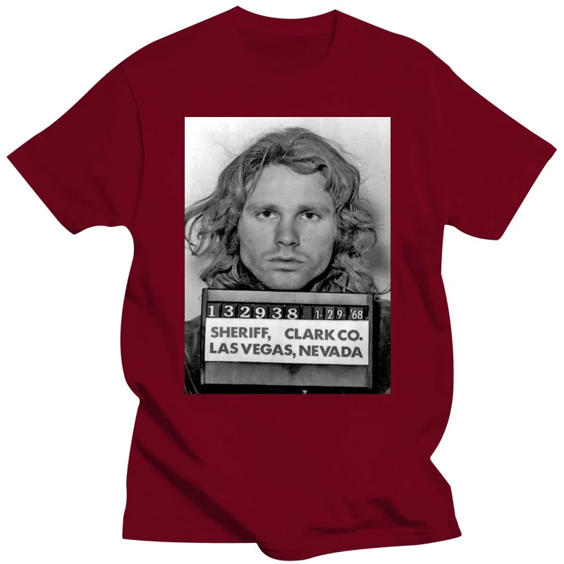 Kemeja Jim Morrison Mugshot Kaus Uniseks Retro Vintage Jim Morrison