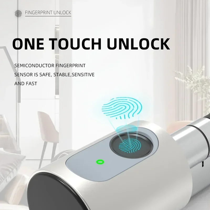 Tuya APP Fingerprint WIFI RFID Card Bluetooth Euro Cylinder Lock Biometric Electronic Smart Door Lock Keyless Entry for Home