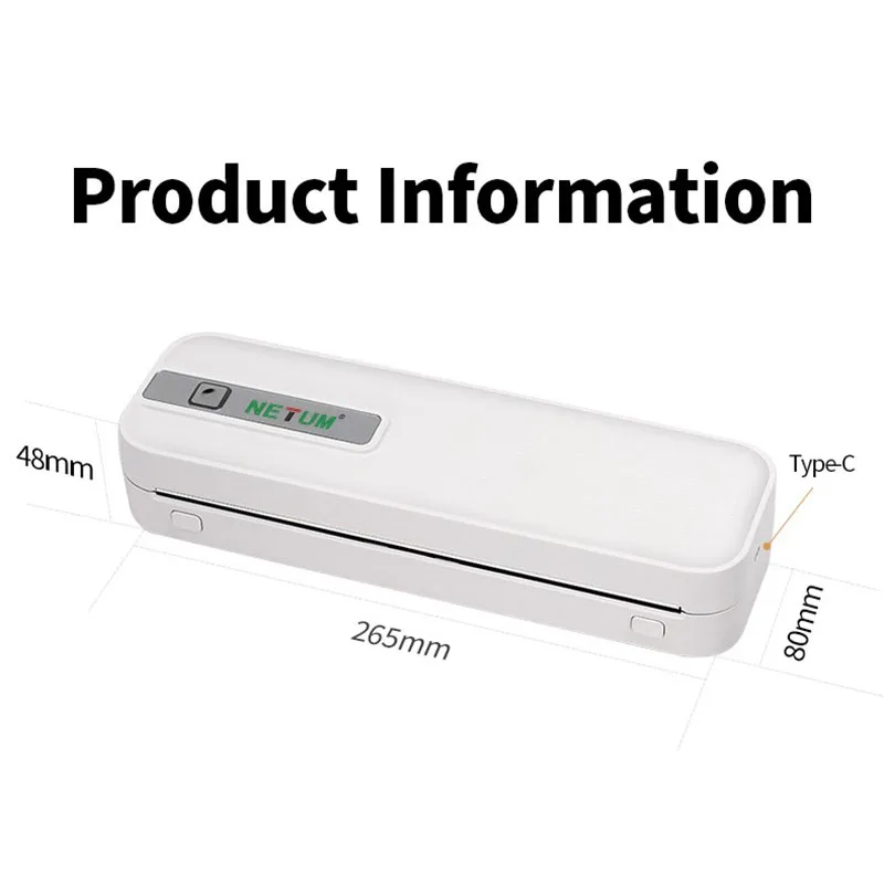 Portable A4 Thermal Printer Inkless  Bluetooth Compatible Mobile Office Document Photo Printer Perfect for Travel & Home Use
