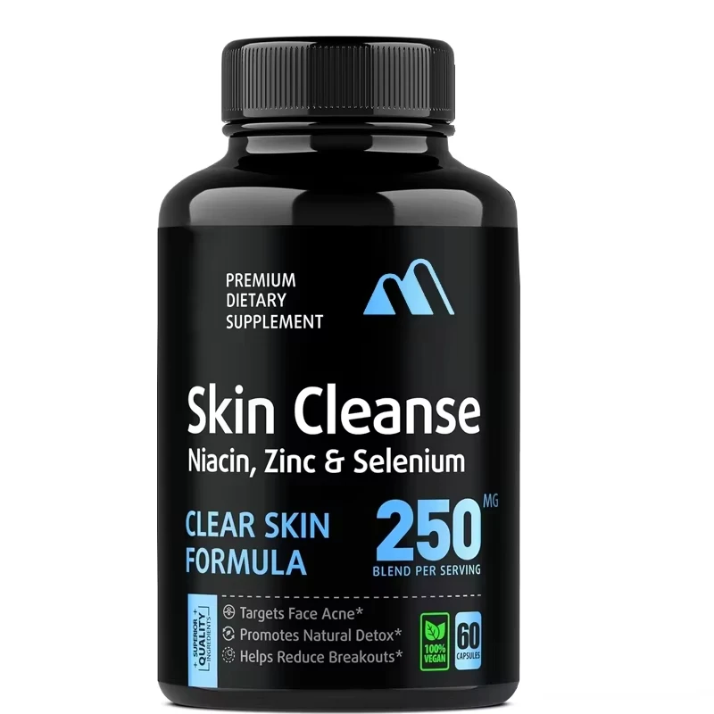 

Skin Supplements: Vitamin A, Zinc, Niacin For Oily Skin - 60 Capsules