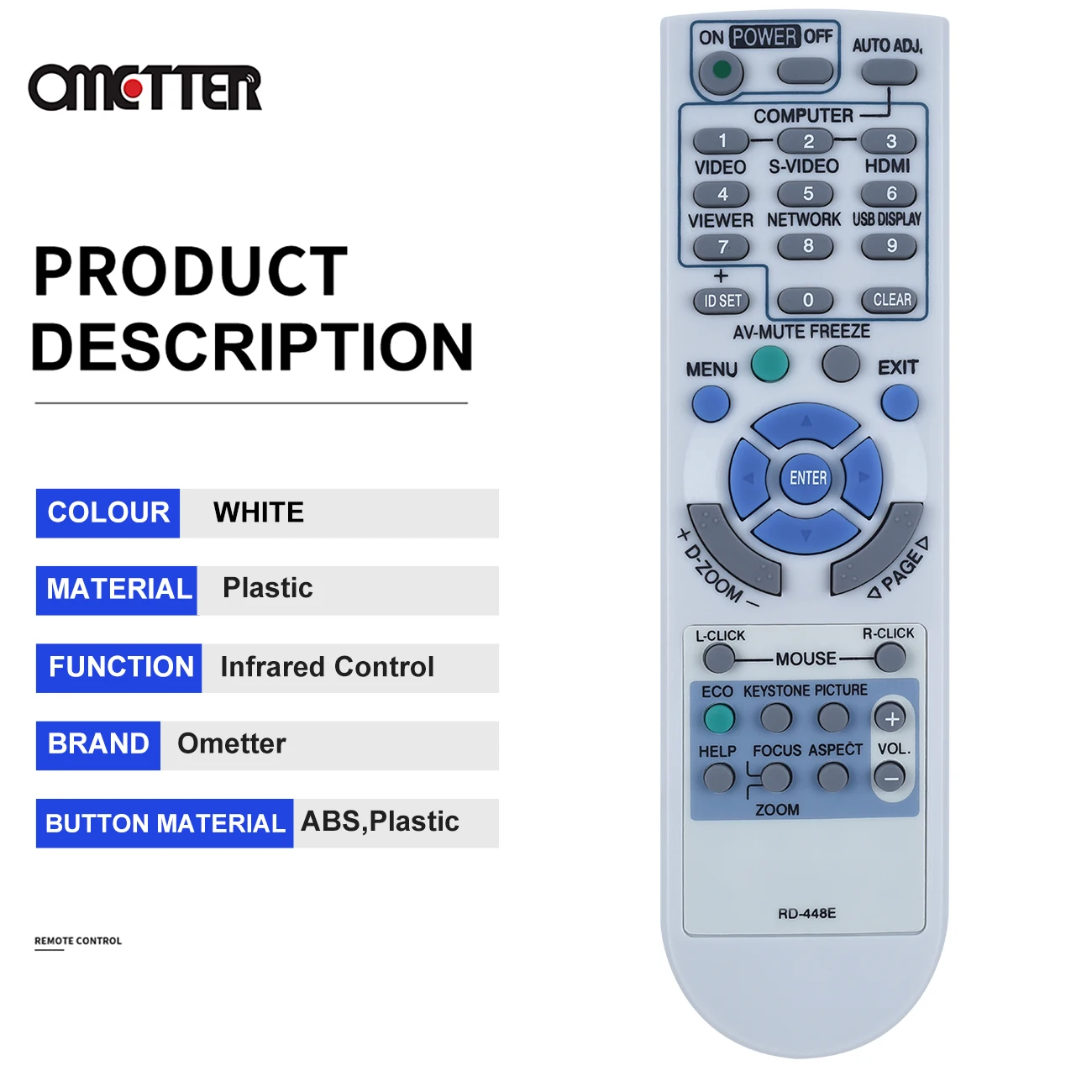 Mando a distancia para proyector NEC, nuevo mando a distancia RD-448E, para M260W, M260X, M300WS, M300XS, NP-M260W, P350W, P350X, VT470, VT480
