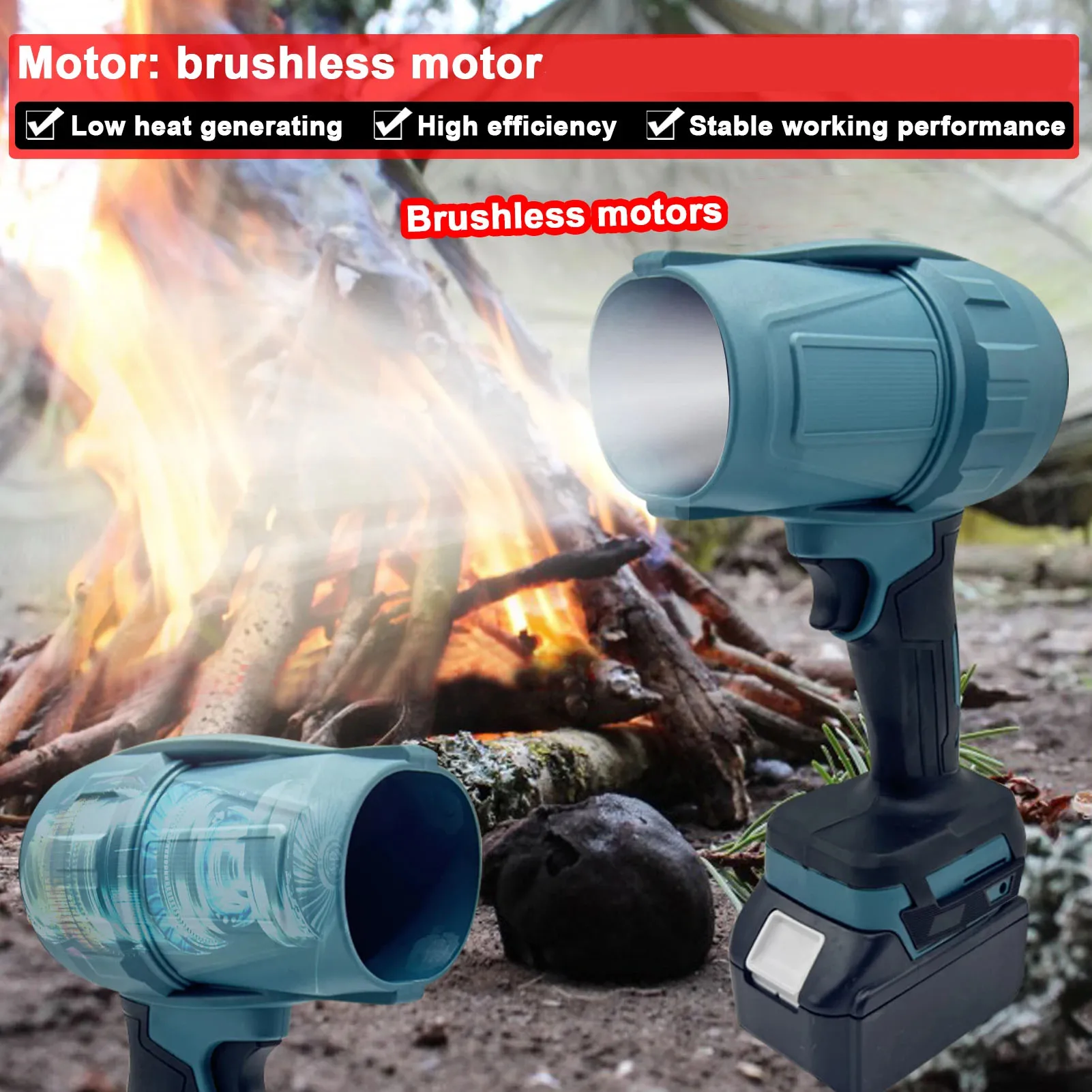 1000W Electric Turbo Jet Fan Cordless Turbo Blowers Dust Snow Car Violent Air Blower Power Tools Dust Blower Cleaning Tool