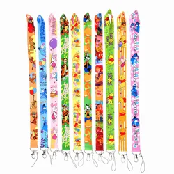 10PCS Winnie The Pooh Mobile Phone Lanyard For ID Card Gym USB Badge Holder Car Key Cartoon Neck Wrist Band Anti-lost Strap