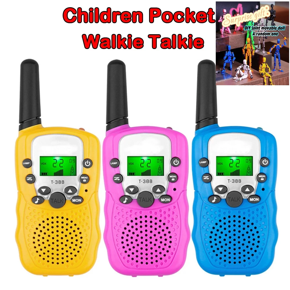 2PCS Mini Walkie Talkie for Kids Child Walkie-Talkie 3 Miles Range Two Way Receiver Radio LCD Flashlight Children Christmas Gift