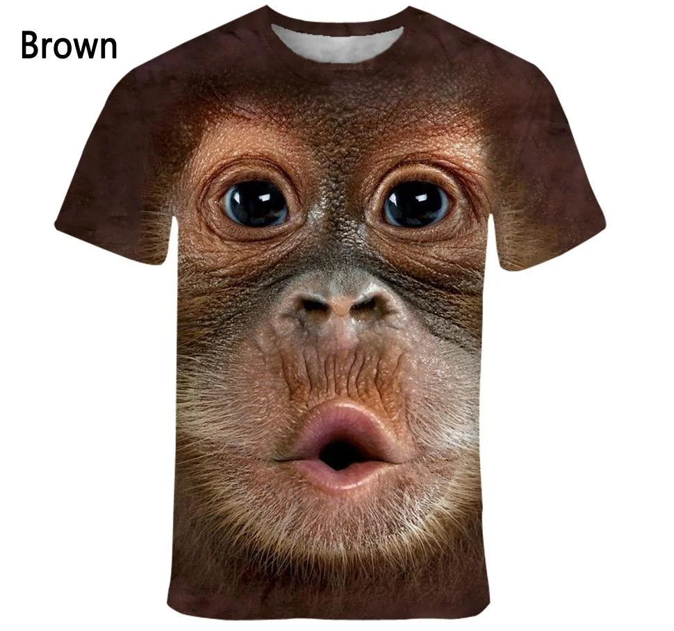 New Fashion Animal Face 3d Printed T-shirt Men's and Women's Summer Casual Short Sleeve Monkey Dog Cat Lion Animal Print Shirt