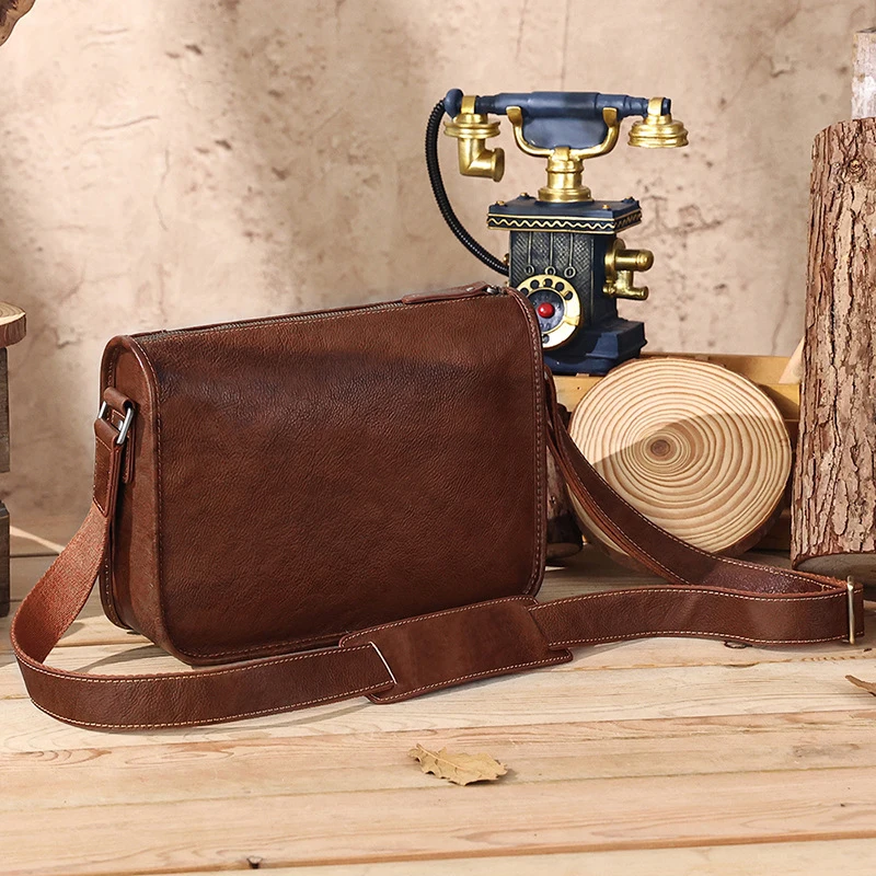 Handmade Natural Leather Men Bags Genuine Leather Messenger Bag Classic Men Shoulder Bag Work Busniess Crossbody Bag Satchel New