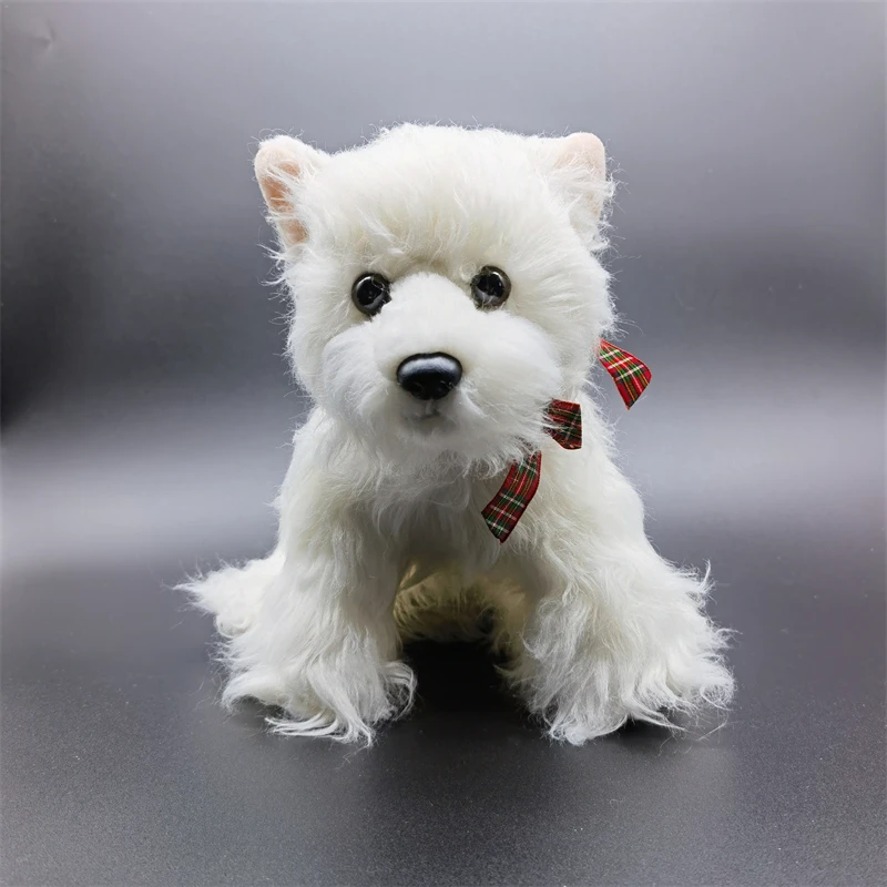 West Highland Terrier High Fidelity Plushie White Dog Plush Toys Lifelike Animals Simulation Stuffed Doll Kawai Toy For Kids