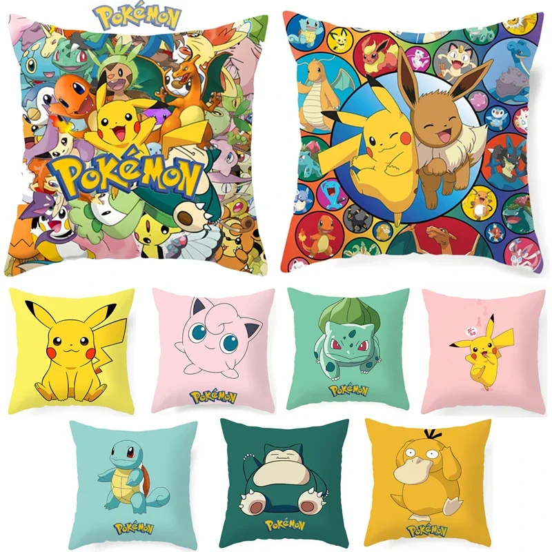 

Pokemon Anime Cushion Cover 45x45cm Pikachu Decor Sofa Pillow Cover Charmander Psyduck Anime Figure Cartoon Pillowcase