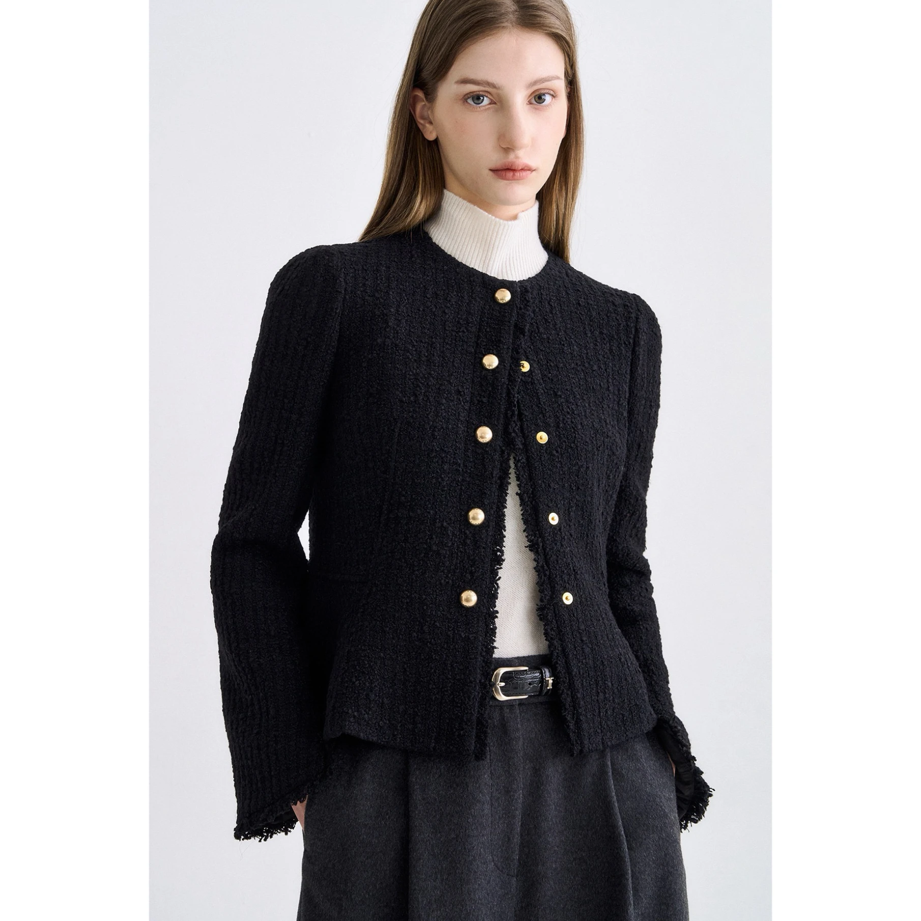 

Высококачественный шерстяной жакет Lemon Cheese Spring Elegance с круглым вырезом, приталенный, универсальный, стройнящий, в стиле маленькой французской куртки