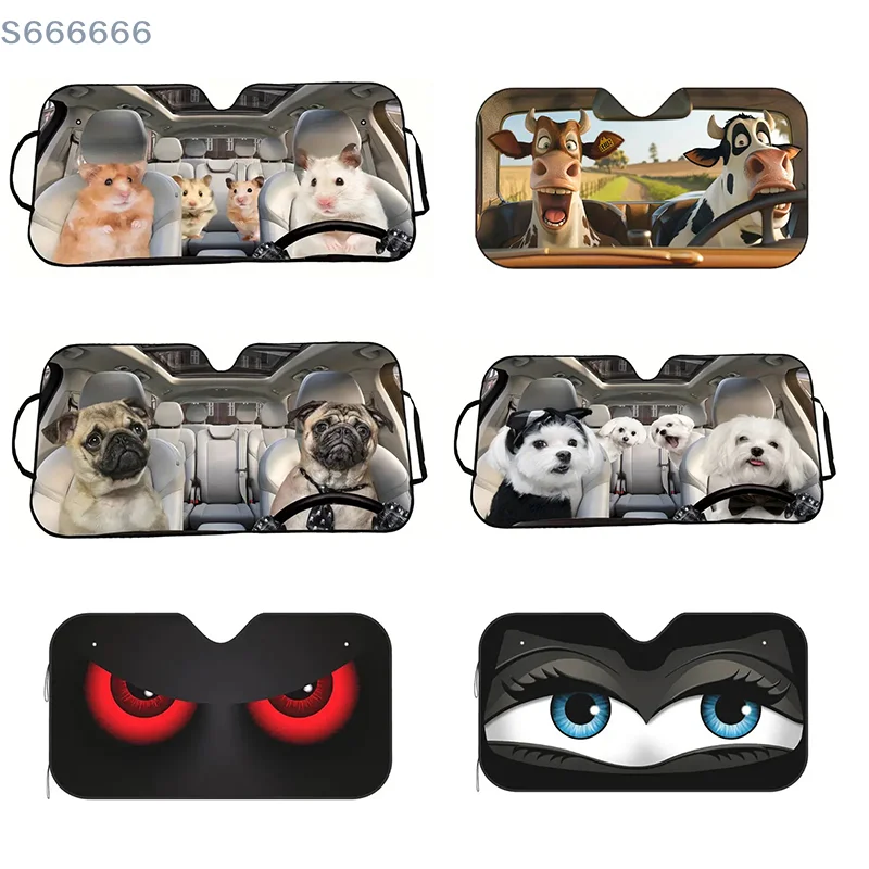 

Selfie Cat Couple Sunshade Tabby Cat Driver Windshield Sun Shade For Car, Funny Amazing Pet Cat Auto Front Window Shade Visor