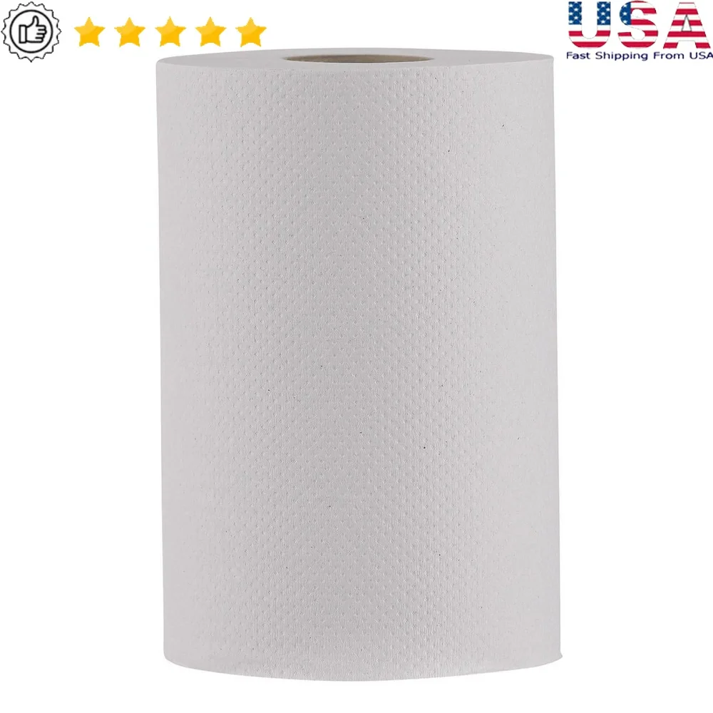 

Прочные бумажные полотенца с твердой намоткой, 1 слой, 8 дюймов x 350 футов, 12 рулонов, впитывающие комнатные комнаты для сушки рук для коммерческого использования