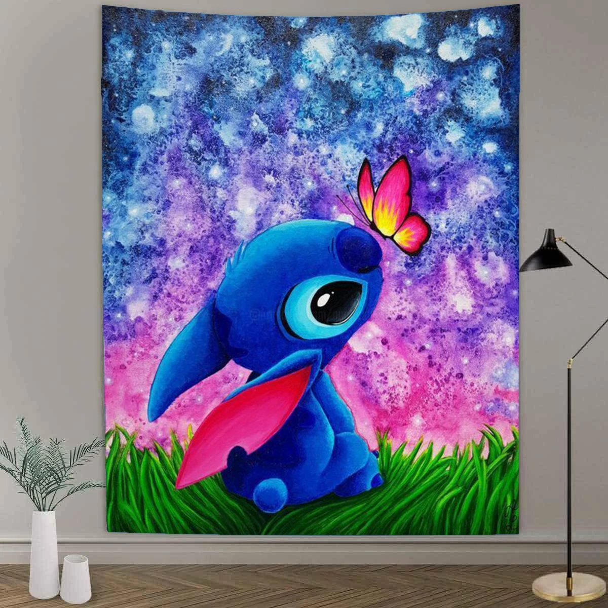 

Cartoon cute Stitch tapestry wall hanging hippie Star Baby polyester tapestry Bohemian tapestry room decoration