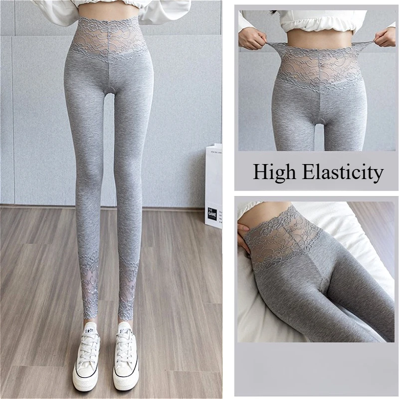 Spitze Leggings für Frauen Abnehmen Hosen Frühling Herbst Modal Hohe Elastizität Lange Unterhosen Frauen Kleidung Slim Fit Großhandel Dropship