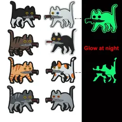 Nightglow Cat Personalized Creative Arm Badge Hook and Loop Patch Warlock Seal PVC Adhesive Seal Clothing Decoration Accessories