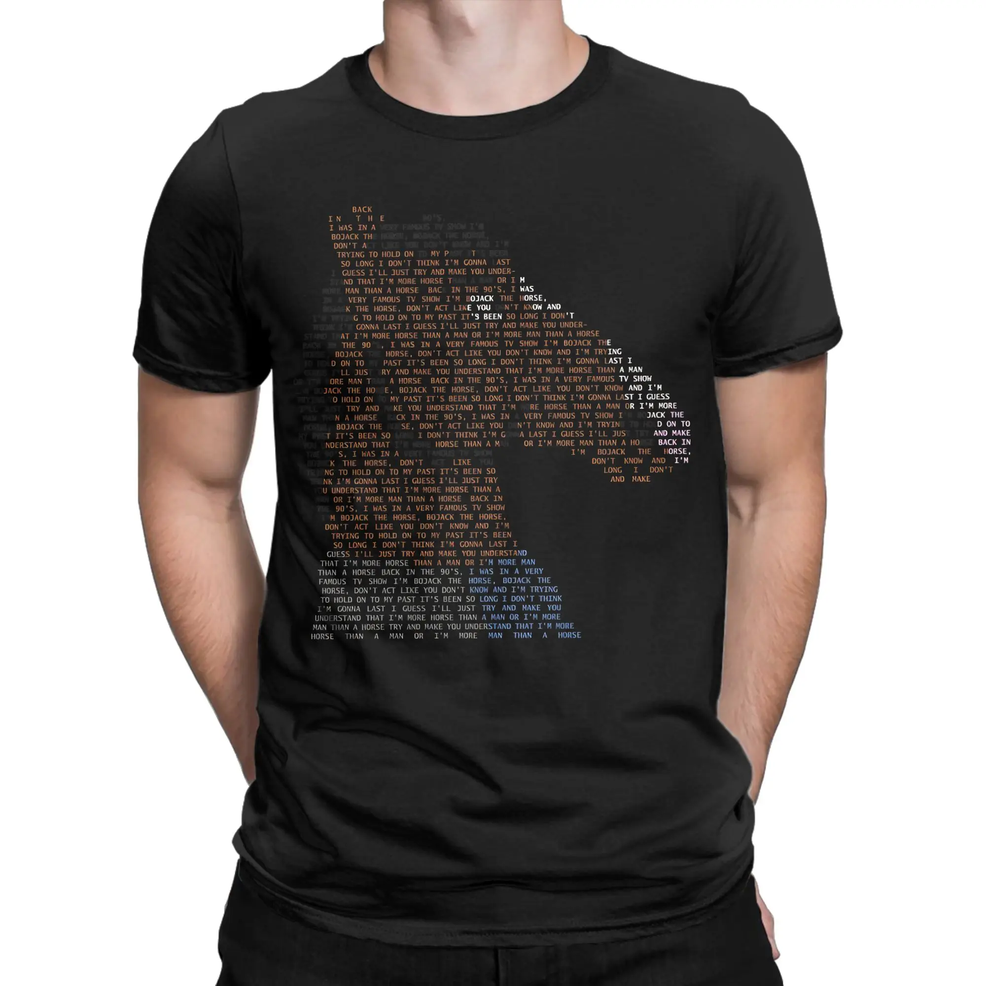 T-Shirts Men Bojack Horseman Novelty 100% Cotton Tee Shirt Round Neck Short Sleeve T Shirt Gift Idea Clothing