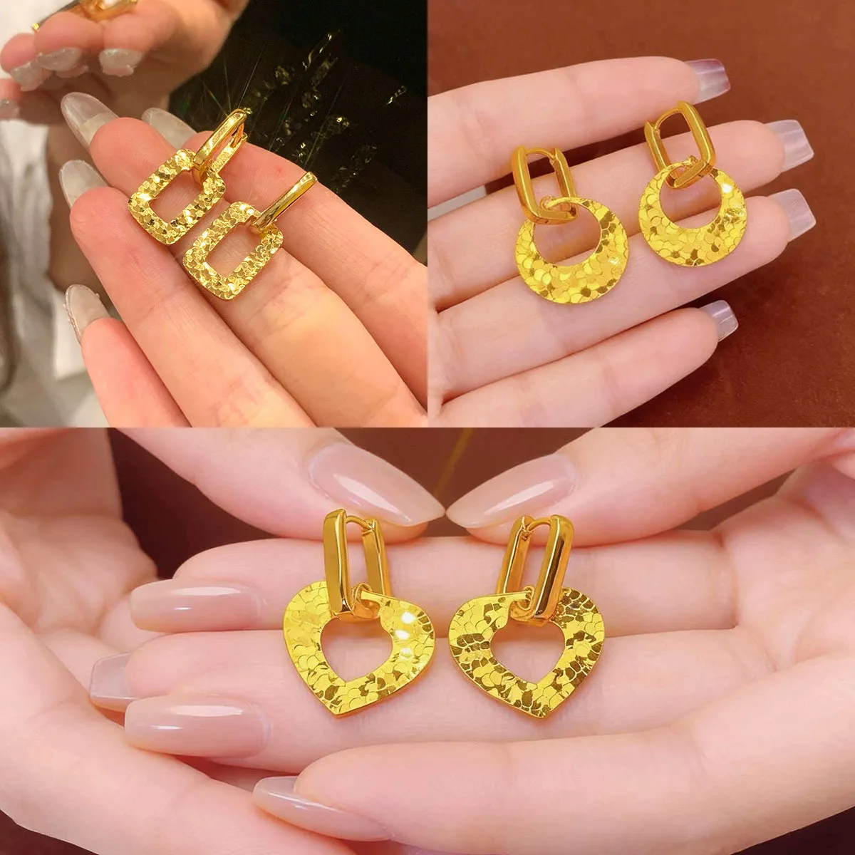 

Fashion 18kt Gold Color Sparkling Geometric Earrings Earring for Women Bride Jewelry Dropping Earrings Wedding Gifts
