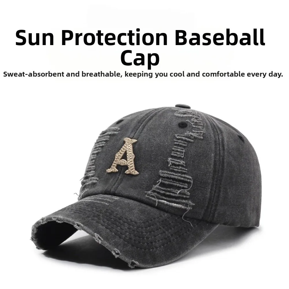 Czapka baseballowa z dzianiny, haftowana, w stylu amerykańskim, oddychająca, z wzorem alfabetu, codzienna czapka z daszkiem, retro, lekka czapka typu trucker.