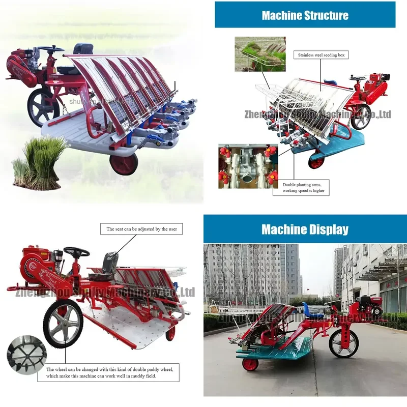 SFW Certificate 6 Rows of Hand-held Rice Transplanter Hand-held Walk-in Rice Planting Machine 4/6 Rows of Rice Planting