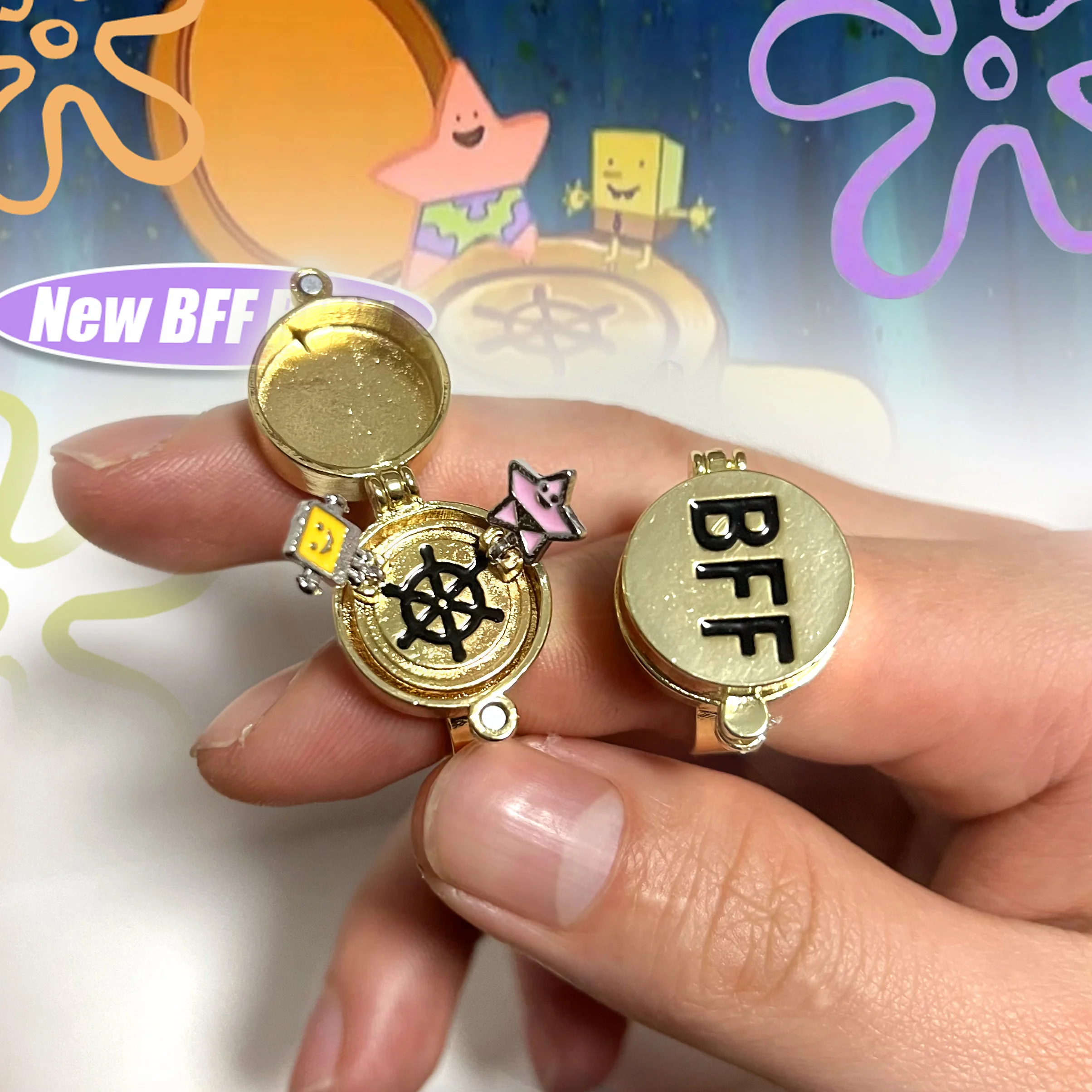 2024 New BFF Ring For Woman Man Vintage Cute Couple Open Rotate Anxiety Trend Ring Anime Jewelry Forever Best Friend Cool Gift