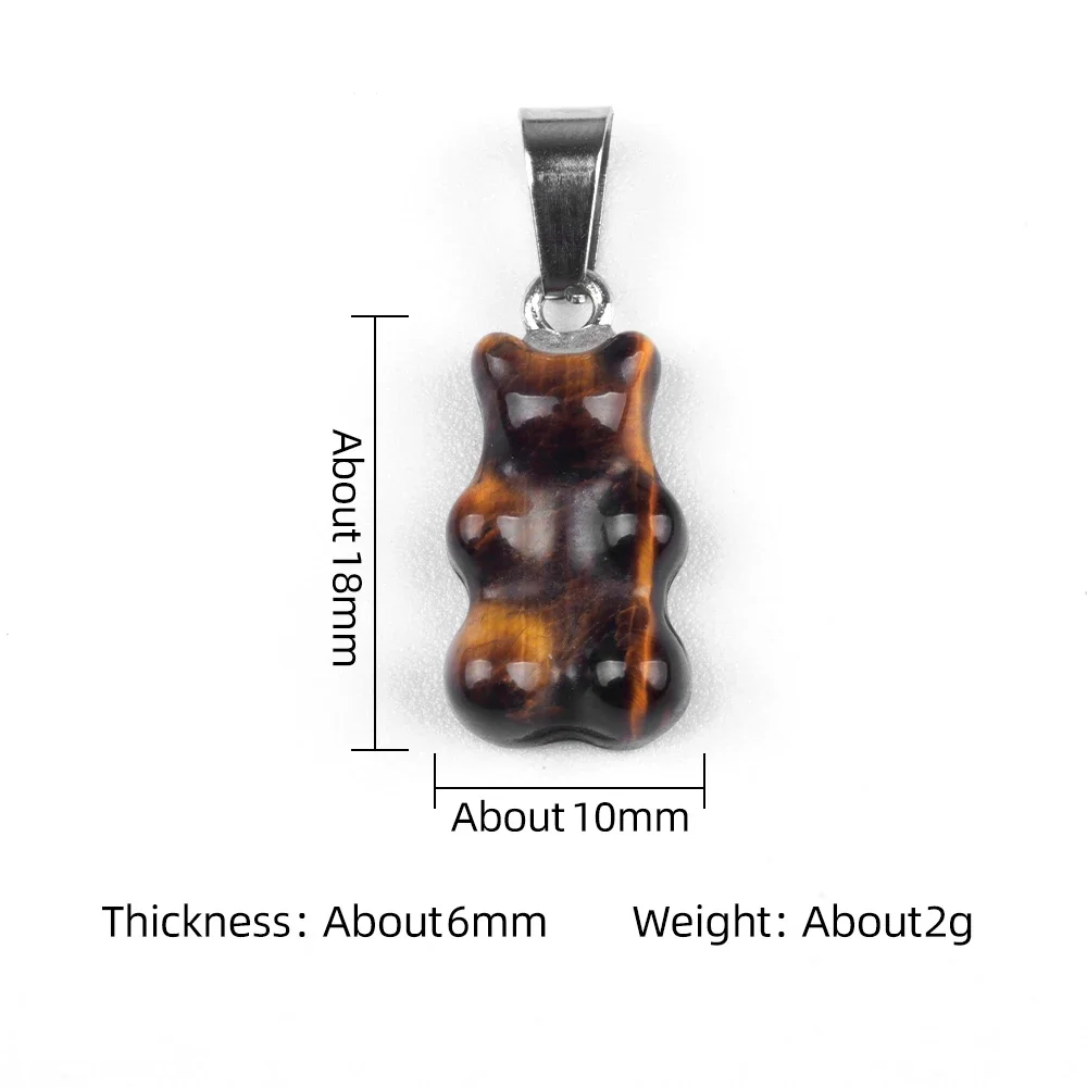 Natural stone Cute Gummy Bear Necklace for Women Girl Candy Color Natural Crystal Stone Bear Pendant Necklace Candy Bear Pendant