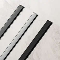 Bathroom Shower Floor Drain Black 304 Stainless Steel Rectangle Lavatory WC Long Linear Drainage Side Floor Drains 30 40 50cm