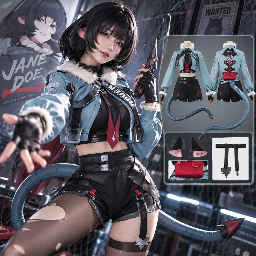costume-de-cosplay-de-jane-doe-personnage-de-l’anime-zenless-zone-zero-comprenant-une-veste-un-short-une-queue-et-une-perruque-ideal-pour-halloween-les-carnavals-et-les-fetes-pour-femmes