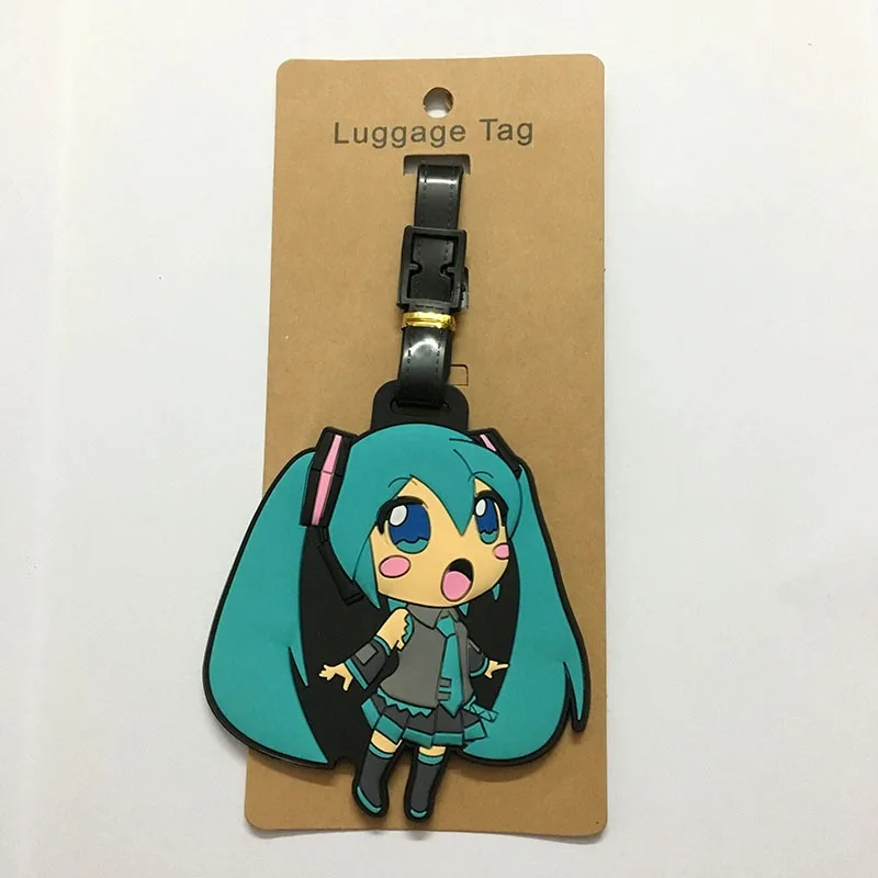 Hatsune Miku Luggage Tags Backpack Decoration Cartoon Portable Label Girl ID Address Holder Anime Baggage Identification Hanging