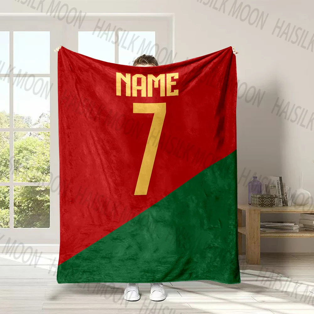 (Memo U Name)Football Jersey Printed Blanket Can Be Custom with Name, Soft and Warm, Suitable for Home, Office, Camping Car Gift