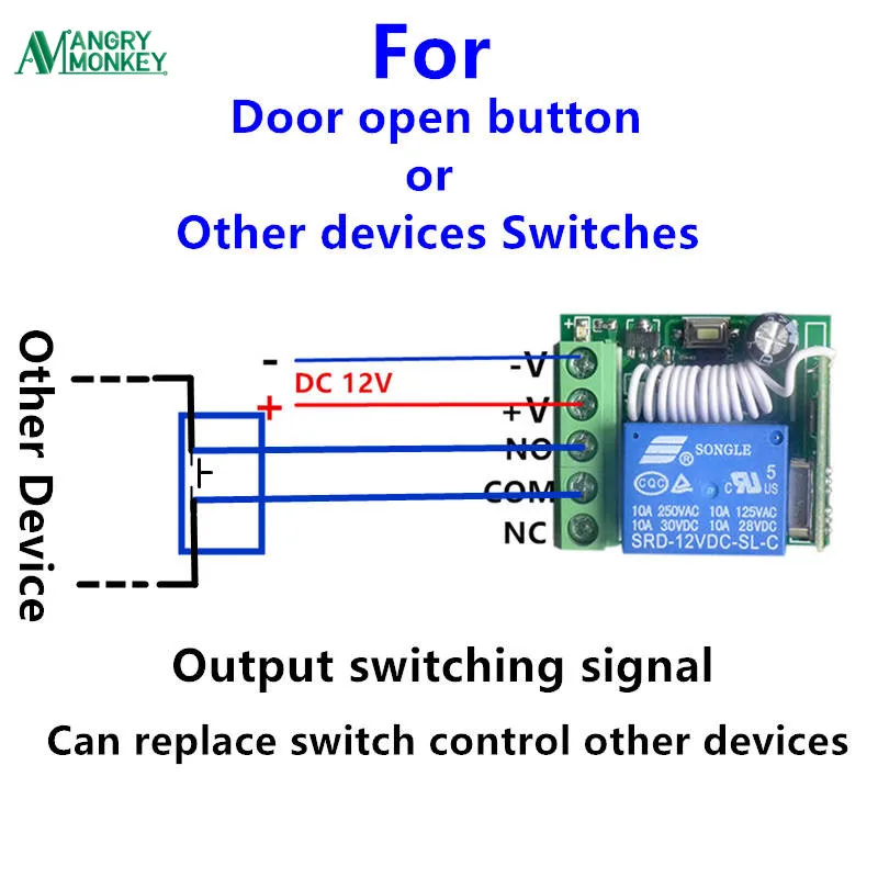 433Mhz Universal Wireless Remote Control Switch DC 12V 10A 1CH relay Receiver Module and RF Transmitter 433 Mhz Remote Controls