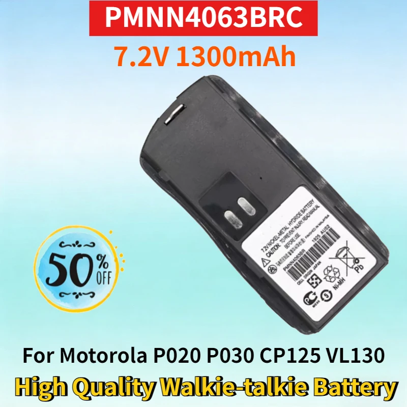 

New PMNN4063BRC 7.2V 1300mAh Ni-MH Battery for Motorola P020 P030 CP125 VL130 PRO2150 GP2000 High Quality Walkie-talkie Battery