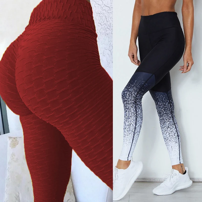 Legging Kebugaran Pinggang Tinggi Celana Jegging Binaraga Modis Kurus Elastis Push Up Latihan Seksi Wanita