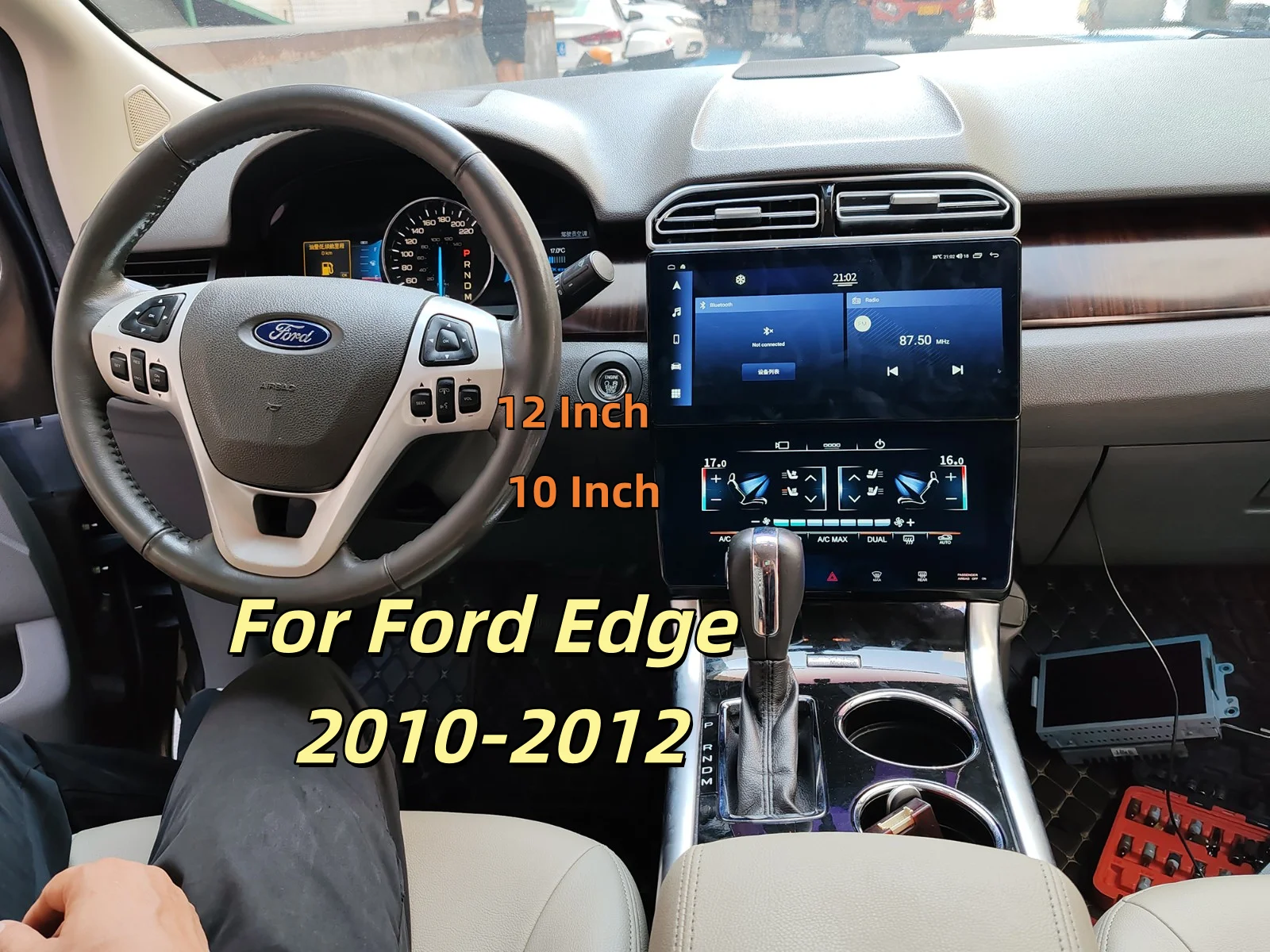 12 Inch+10Inch Android14 CarPlay For Ford Edge 2010-2012 Car GPS Radio Multimedia Player with air conditioning screen Head Unit