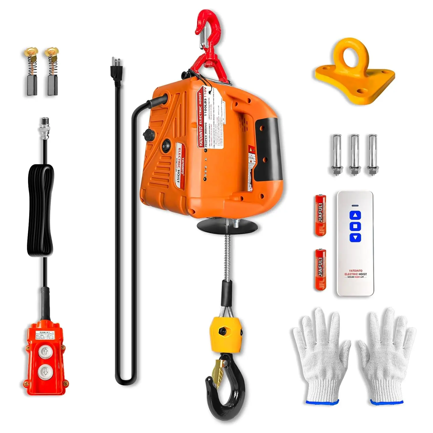 

3-in-1 Electric Hoist Winch, 1500W Portable Power Tool with Remote Control, 25ft Lifting Height for Towing and Lifting