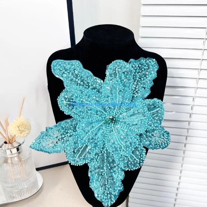 X4YC Đính hoa đính đá màu trơn Đồ thủ công tự làm cho quần jean Mũ Khăn quàng cổ