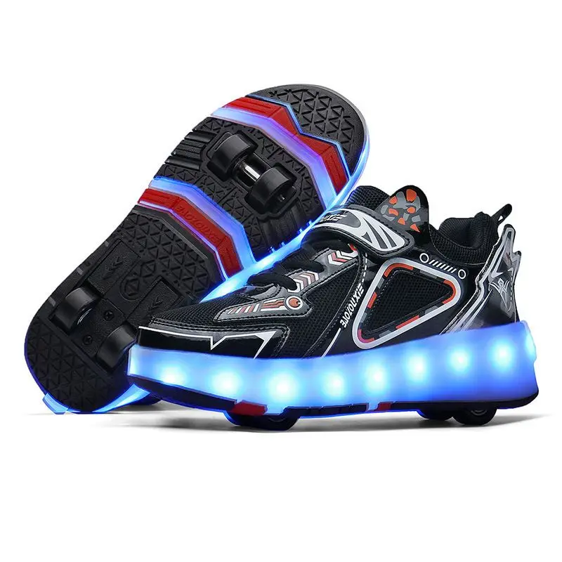 Deform Shoes Sneakers Kid Youth Walk Roller Skate Runaway Four Wheel Skates Men Women Unisex Child Deform Parkour Casual Shoes