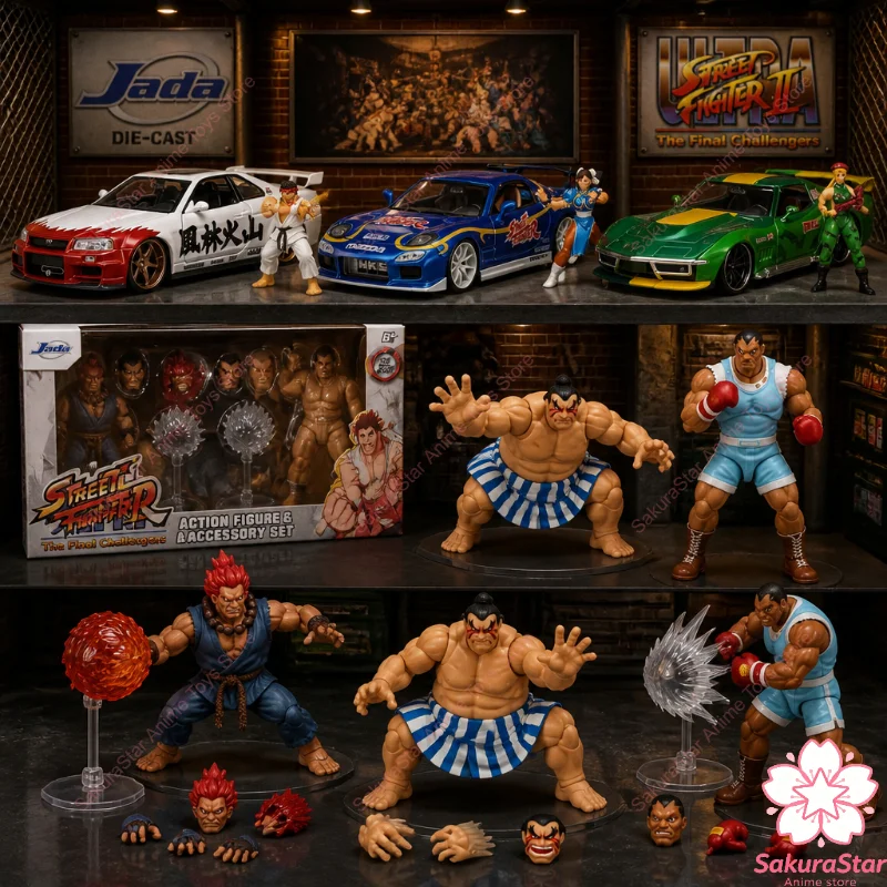 【En stock】Jada Toys Street Fighter II Gouki M Bison E Honda Balrog Figura de acción de PVC genuina, juguete coleccionable, regalo