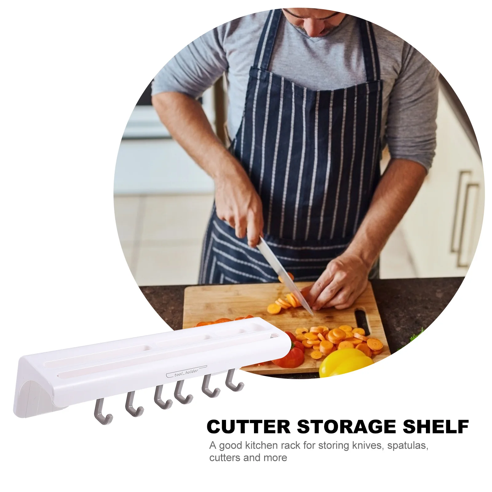 

Stainless Punchless Tool Holder Wall-mounted Cookware Rack Counter Nail-free Storage Stand