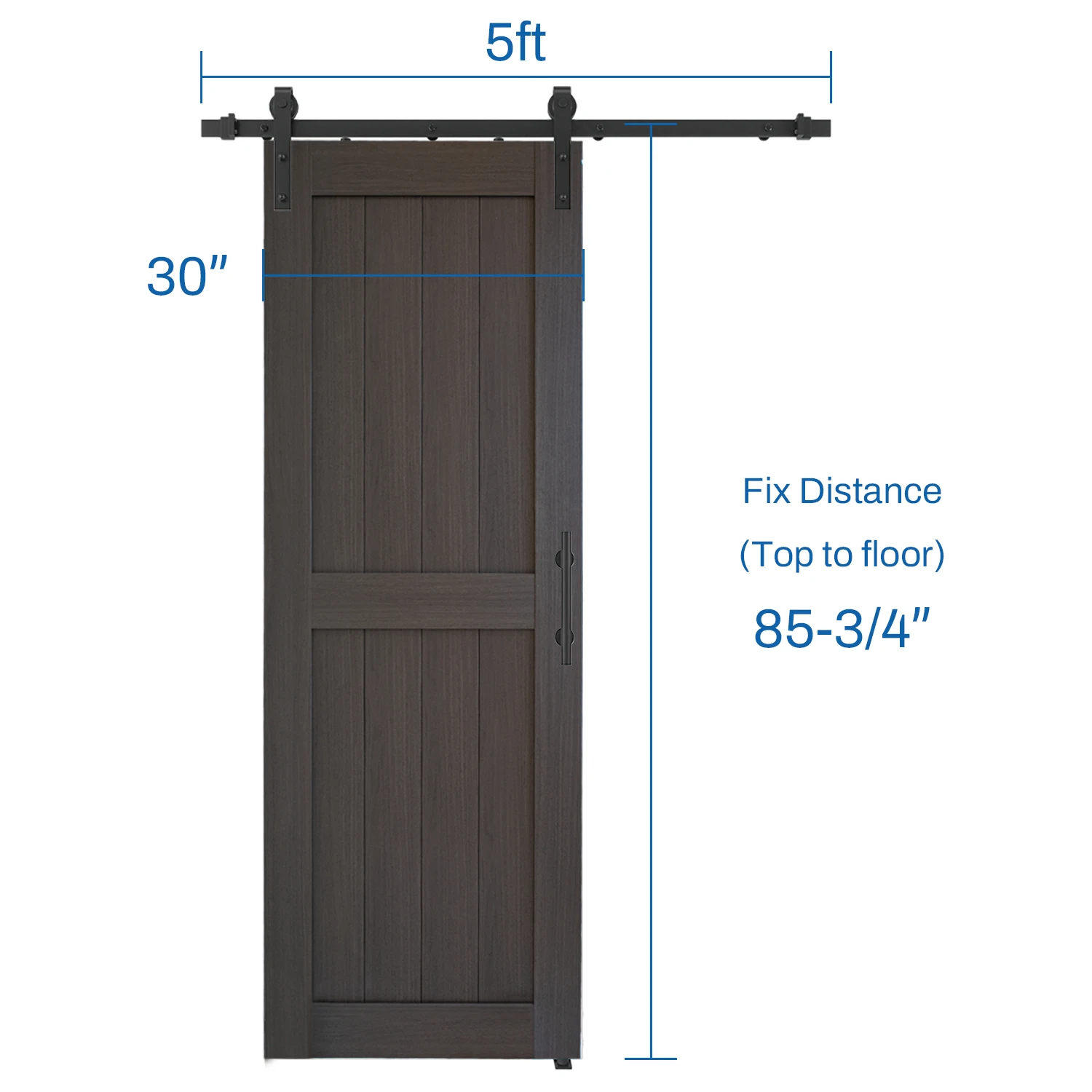 باب الحظيرة المنزلق 30 بوصة × 84 بوصة مع مجموعة أدوات 5 أقدام، لوح باب من الخشب الصلب مع سطح PVC مقاوم للماء والخدش