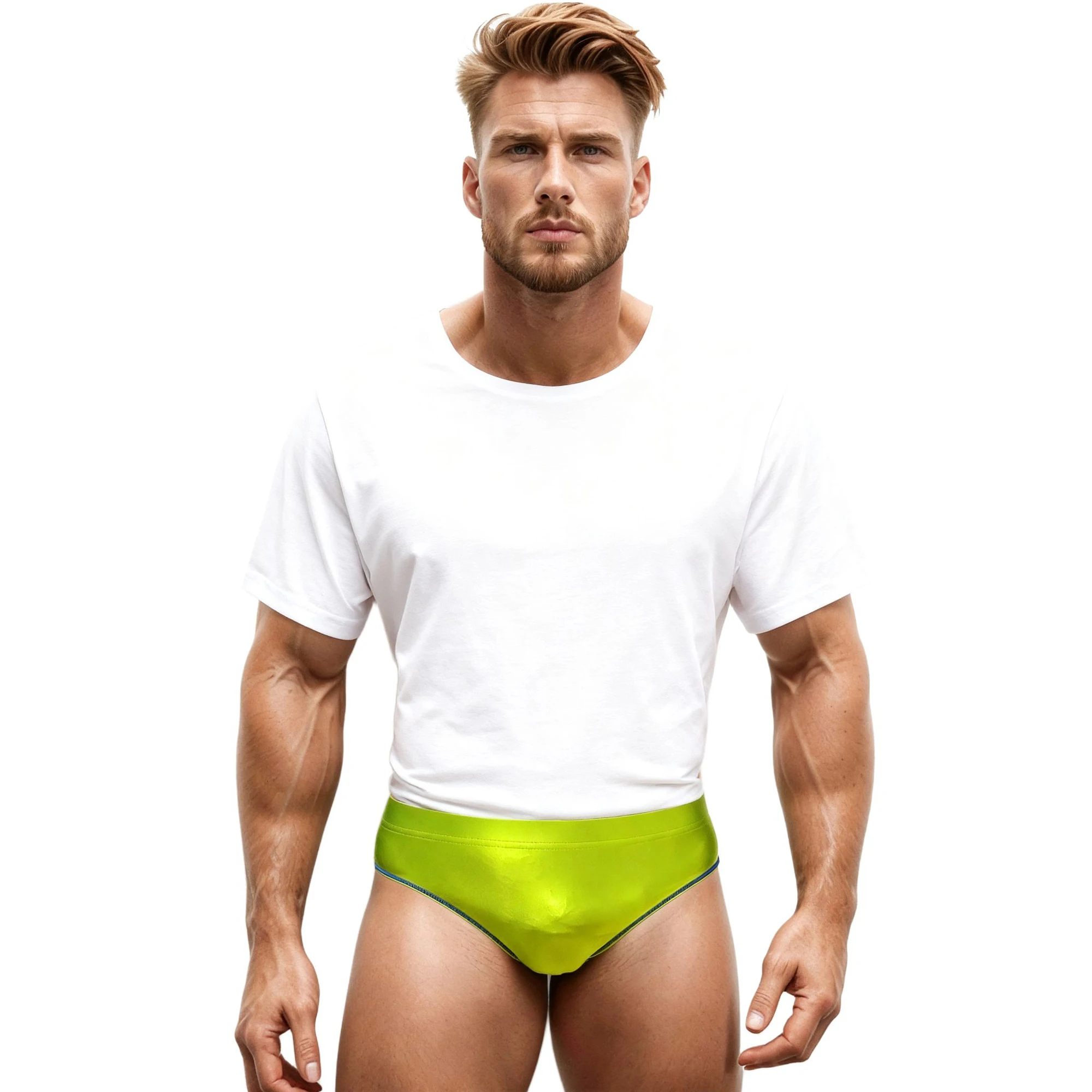 

XClocKNYoung men glossy underpants Silk Slippery High men Brief oily Yoga running Leisure shinny briefs