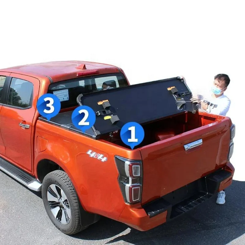 

Aluminum Hard Tri-Folding Pickup Tonneau Cover for 2023 Waterproof Truck Bed Cover