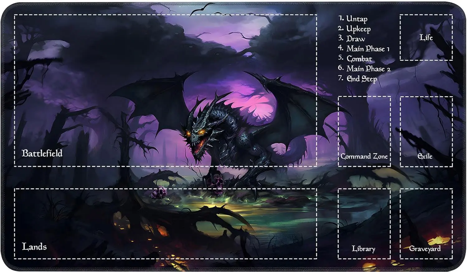 

Playmat for MTG, Card Game Mat Non-Slip Rubber Base and Stitched, 24 x 14 inch TCG Play Mat for MTG and Other Trading Card Games