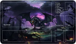 Playmat for MTG, Card Game Mat Non-Slip Rubber Base and Stitched, 24 x 14 inch TCG Play Mat for MTG and Other Trading Card Games