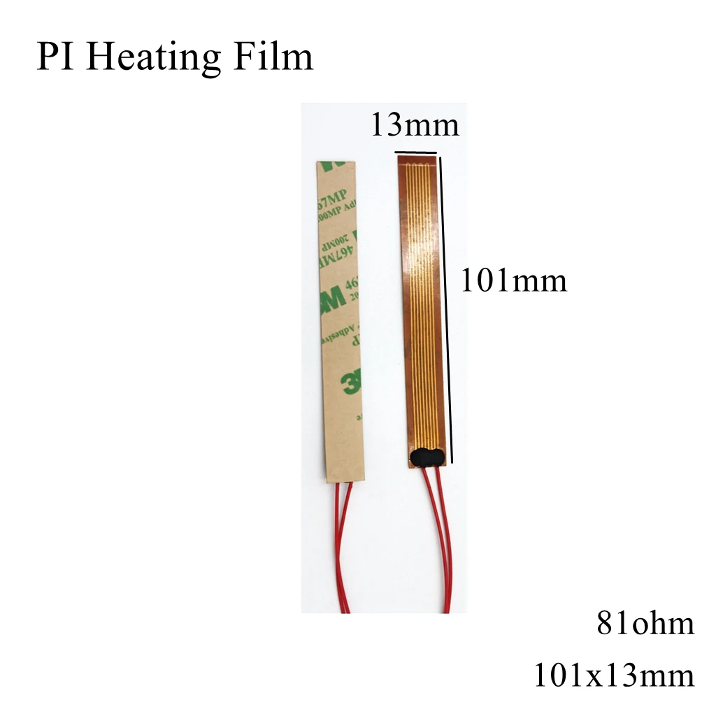 101x13mm 5V 12V 24V 110V 220V PI Heating Film Polyimide Adhesive Electric Heater Plate Panel Pad Mat Fuel Foil Oil Engine Tank