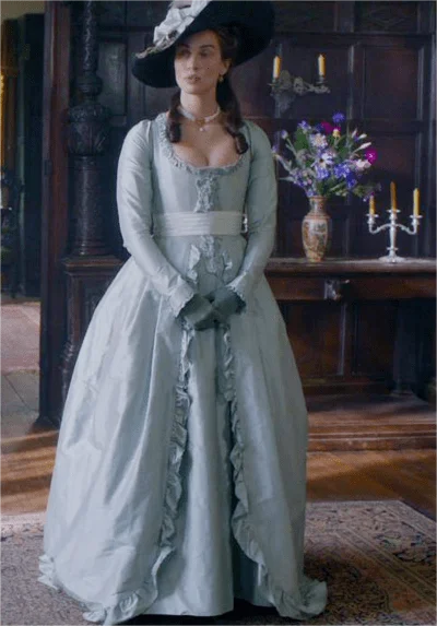 

Poldark Season 3 Elizabeth Poldark Warleggan Cosplay Costume Blue Ball Gown With Belt Women Rococo Baroque Vintage Dress