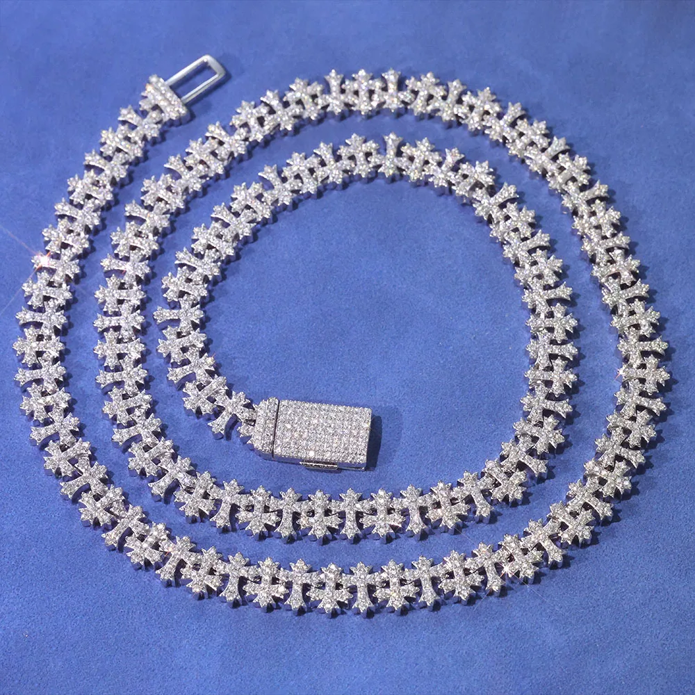 

Diamond Necklace For Women Sparkling High-end Cross Ice Flower Bracelet 8.5mm Popular Hip-hop Necklace Holiday Gift