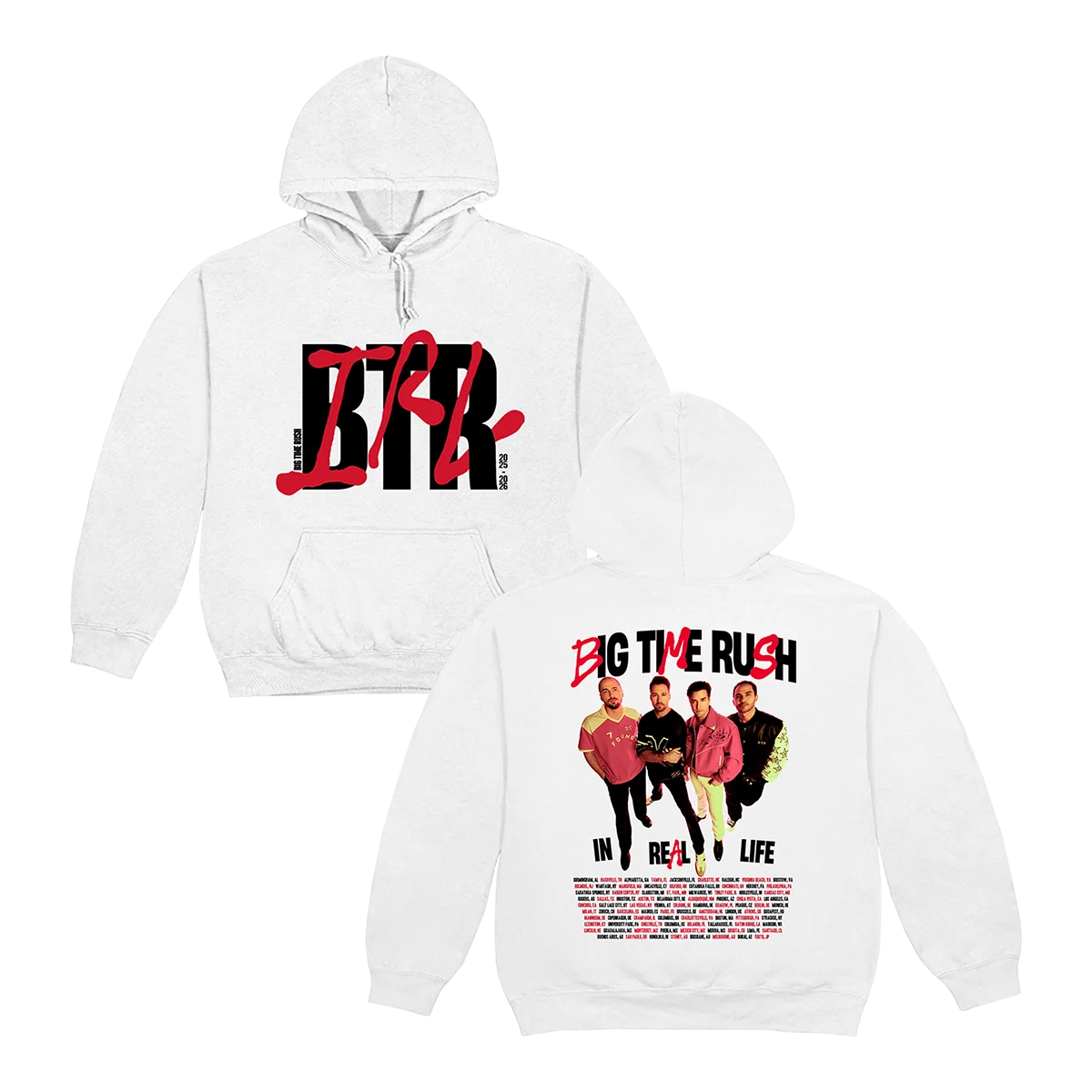 

BTR in Real Life Worldwide Tour Толстовка Big Time Rush Oversized Y2K Женщины Мужчины Повседневные Свободные Зимние Флисовые Теплые Толстые Толстовки