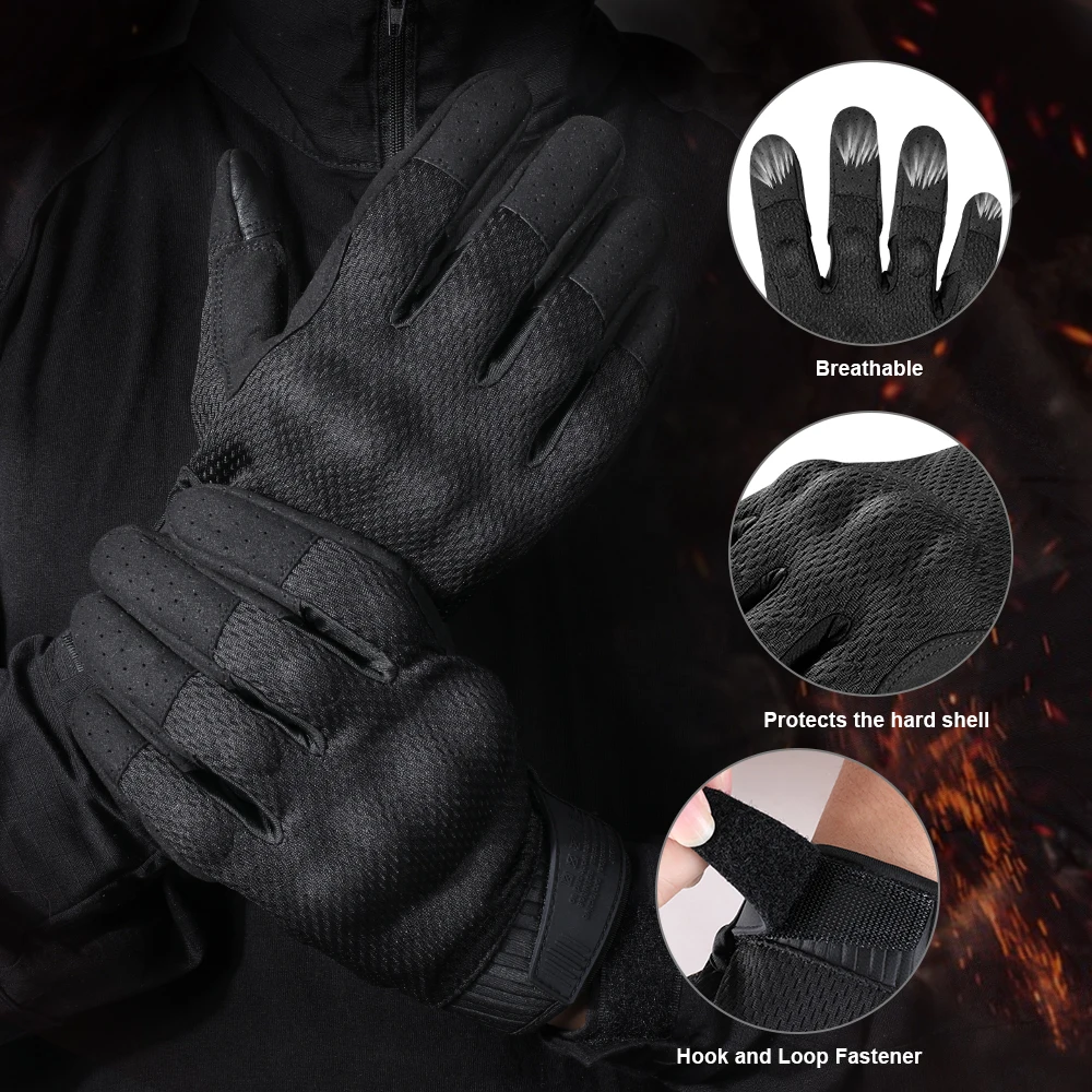 Full Finger Gloves Tactical Mittens Non-slip Shockproof Touch Screen Airsoft Bicycle Work Driving Paintball Men Protective Gear