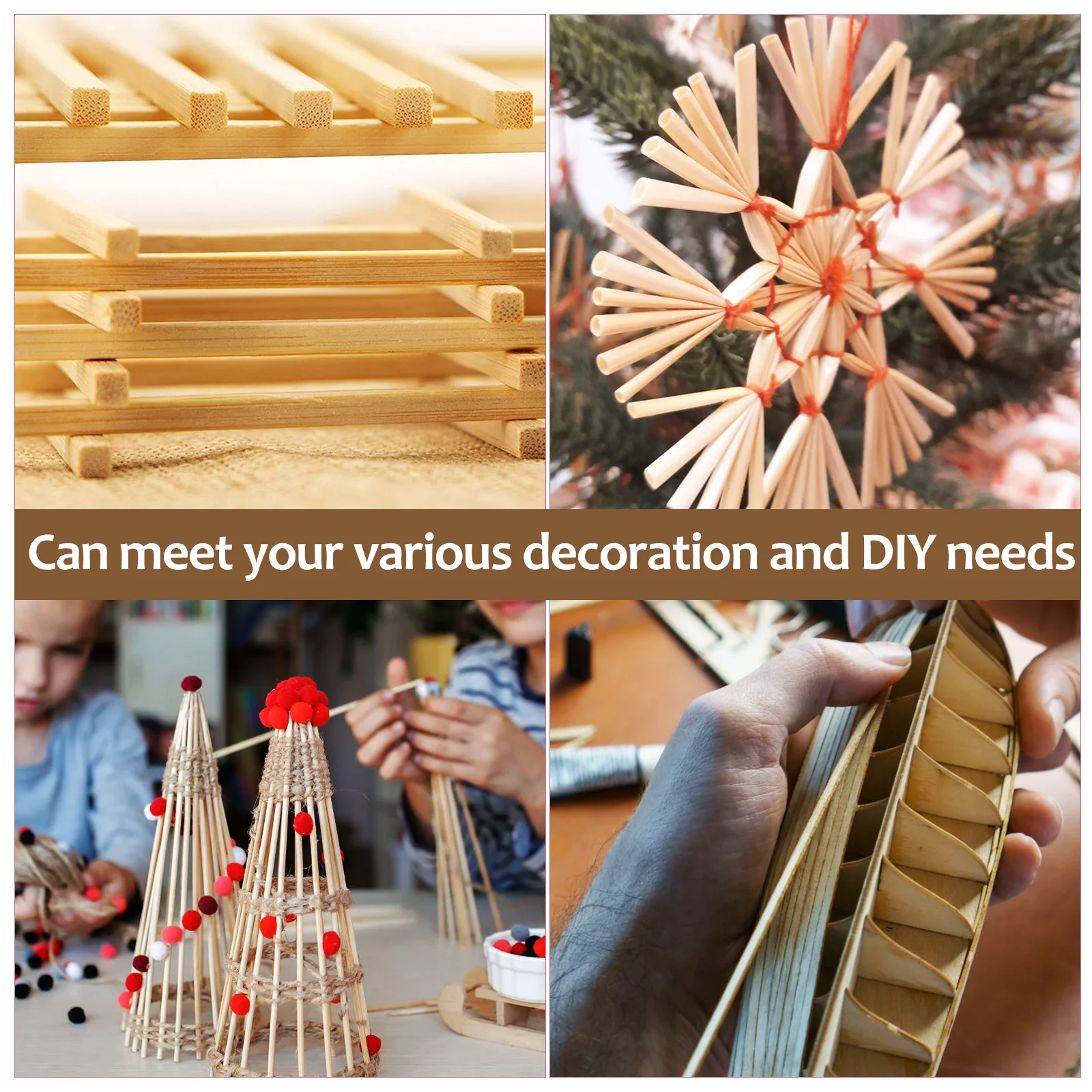 

150 Pcs Wood Strips 300x3x3mm Unfinished Square Dowels Lightweight Durable Material DIY Projects Model Building Sewing